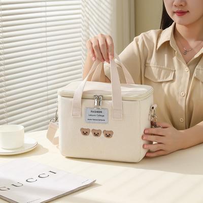 Cute Bear Insulated Mommy Bag – Thermal Baby Bottle & Diaper Organizer with Crossbody Strap