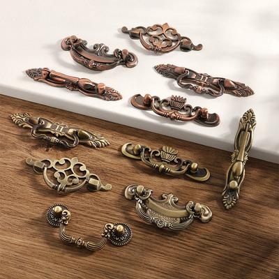 1Pcs Red/Green Bronze Antique Classical Old-fashioned Furniture Kitchen Cabinet Handle Shoe Cabinet Drawer Zinc Alloy Handle