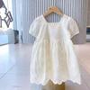 Girls Summer Lace Trim Short Sleeve Princess Dress Cute Children Casual Party Wear Clothing For Kids Toddler Baby Girl Outfit