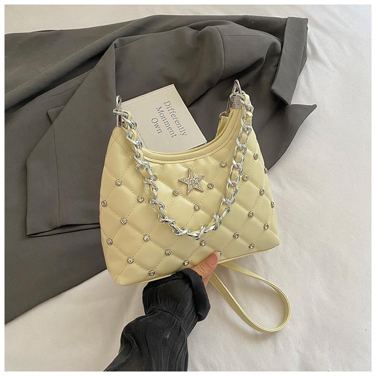 Rhombus Chain Bag Women's 2025 Summer New Niche Casual Messenger Bag High Value Foreign Shoulder Tote Bag