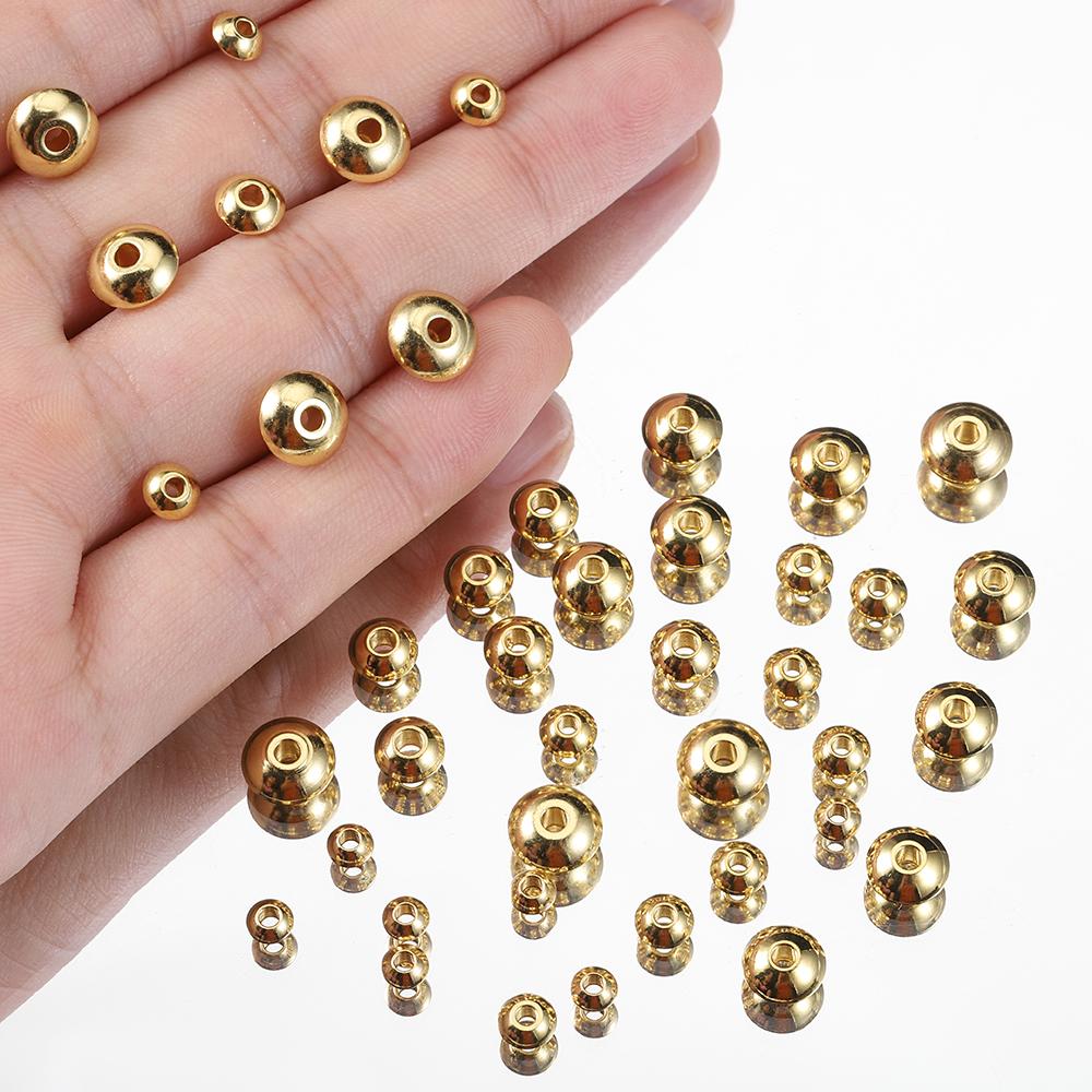 20pcs Stainless Steel Abacus Beads for Necklace Bracelet Jewelry Making DIY Gold Color Stopper Spacer Loose Beads Wholesale
