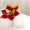 New Fabric Plastic Christmas Artificial Flowers 20cm/26cm Ornaments Fake Flower DIY Decoration Glitter Poinsettia New Year