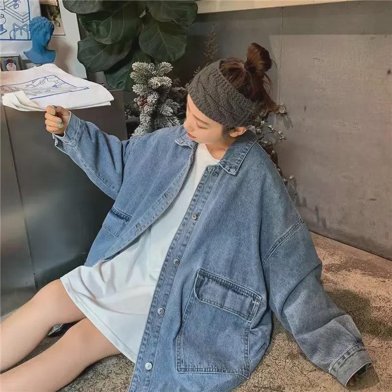Trendy Women's Oversized Denim Jacket - BF Style, Autumn/Winter 2023 Korean Edition