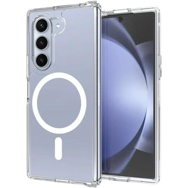 Simple High Quality Transparent Hrad PC Magnetic Phone Case for Samsung Galaxy Z Fold 7 6 5G Magsafe Shockproof Protection Cover
