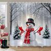 Christmas Snowman Shower Curtain Christmas Tree Winter Snow Christmas Gift Polyester Shower Curtains Bathroom Decor with Hooks