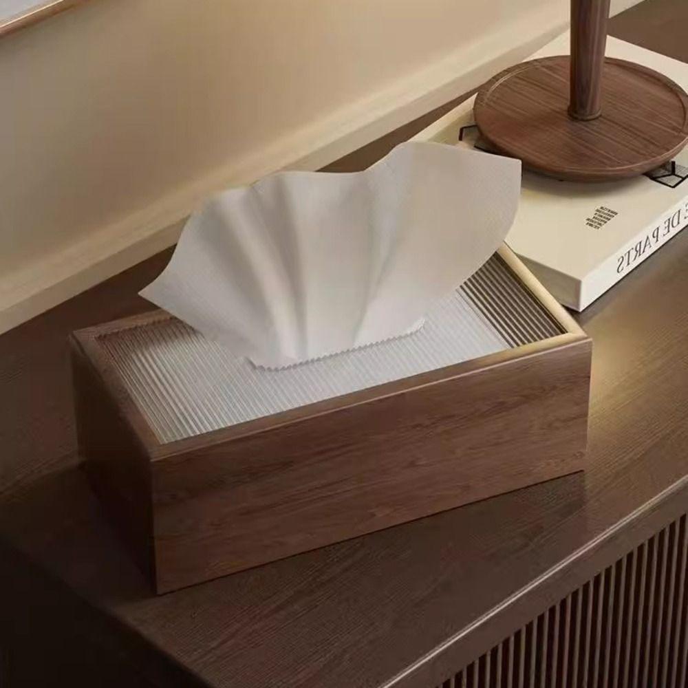 Walnut Wooden Tissue Box Luxury Tissue Case Nordic Style Paper Towel Container Home Decor