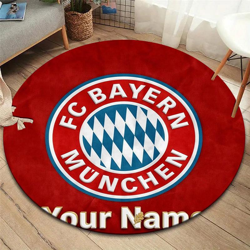 FC Bayern Munchen Custom Name Round Area Rug,Carpet Rug for Living Room Bedroom Sofa Playroom Decor,Non-slip Floor Mat