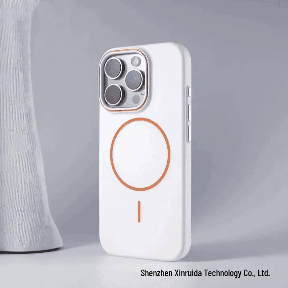 Magnetic Frosted Skin-Feel Protective Case for iPhone 16 Pro Max, iPhone 15, and iPhone 14 - Anti-Drop, Color-Blocking Design.