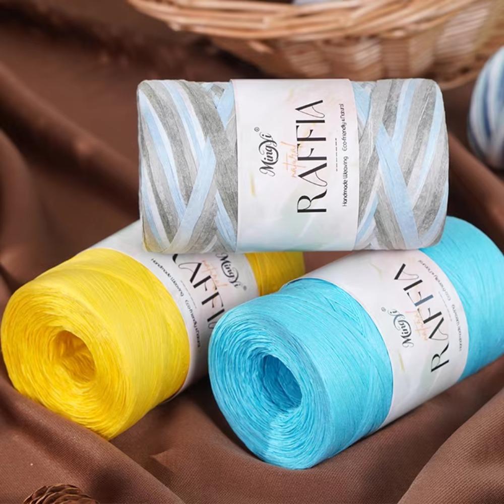 DIY Raffia Yarn Multi-Colored Lafite Grass Rope DIY Crochet Yarn Knitting Hats Bag
