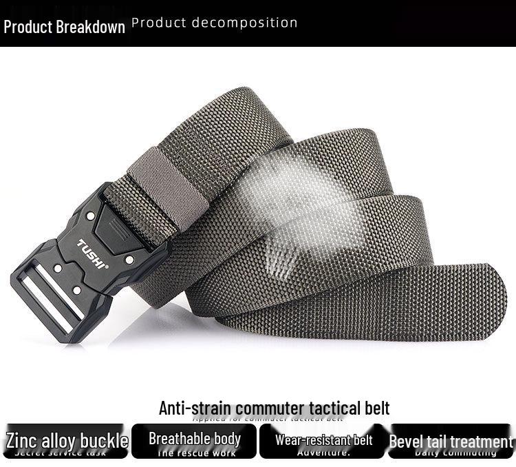 Men's Nylon Tactical Quick Release Belt - Casual & Outdoor Leather Workwear