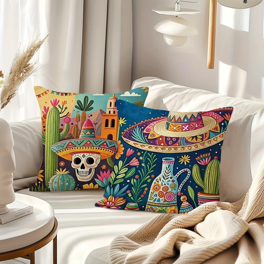 Exotic Mexican - style Pillow CoversLiving room sofa cushion cover, soft and comfortable, bedroom room decoration