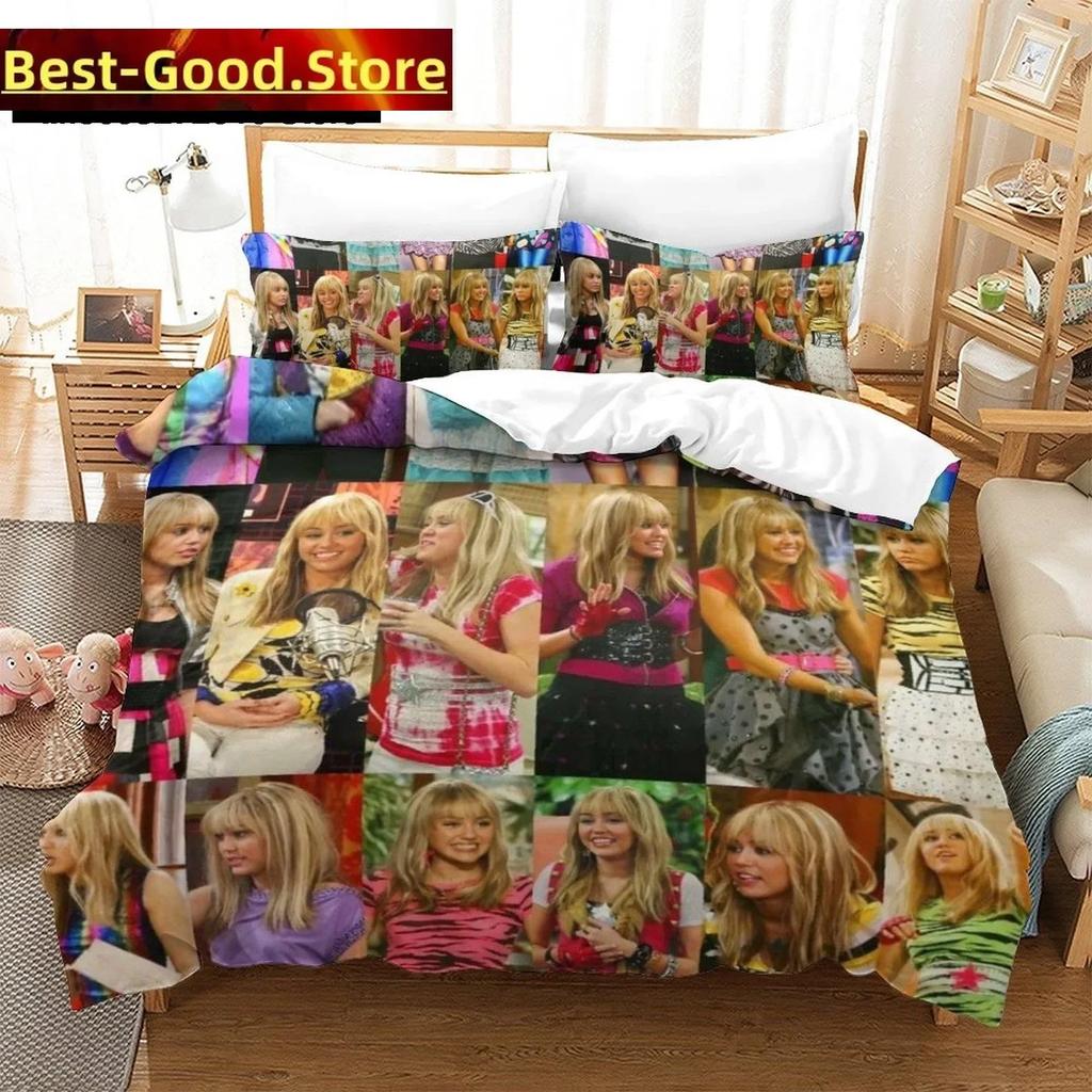 Fashion Hannah Montana Bedding Set Printed Bed Set With Pillowcase Bed Duvet Cover Soft Single Double Queen Super King Size