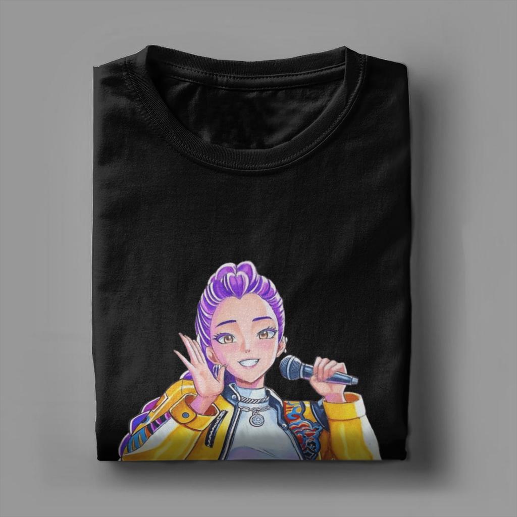 Funny KPop Demon Hunters Fan Art Rumi T-Shirts for Men O Neck Pure Cotton T Shirt Short Sleeve Tee Shirt New Arrival Clothing