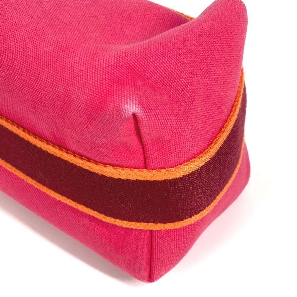 HERMES Brida Black PM Pouch bag vanity bag Hand Bag Canvas hibiscus pink