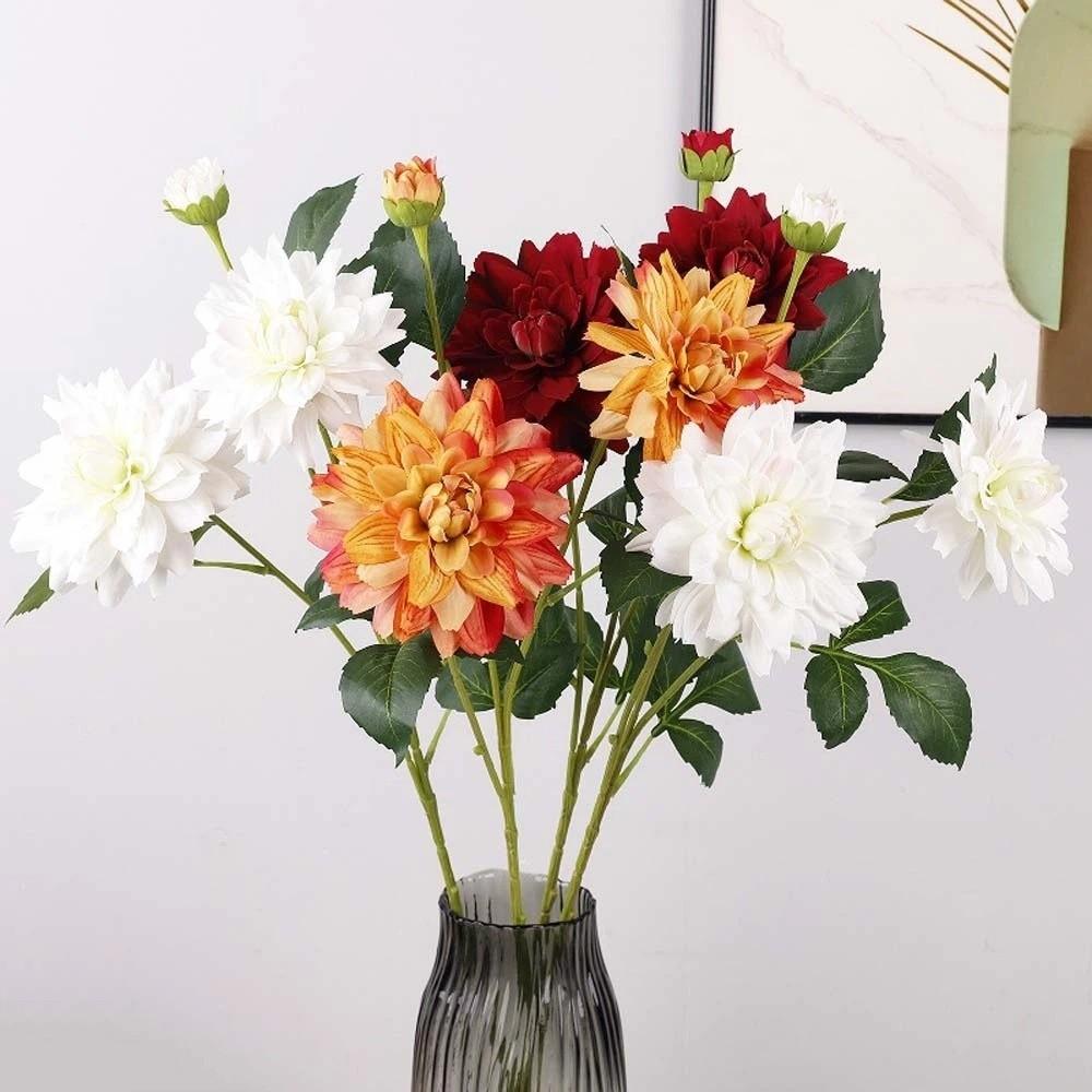 Real Touch Artificial Dahlia Flower Handmade Faux Dahlia Branch  Teacher's Day