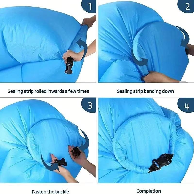 Outdoor Lazy Inflatable Sofa Portable Air Sleeping Bag Durable Camping Air Cushion Camping Beach Lawn Comfortable Sofa Bed
