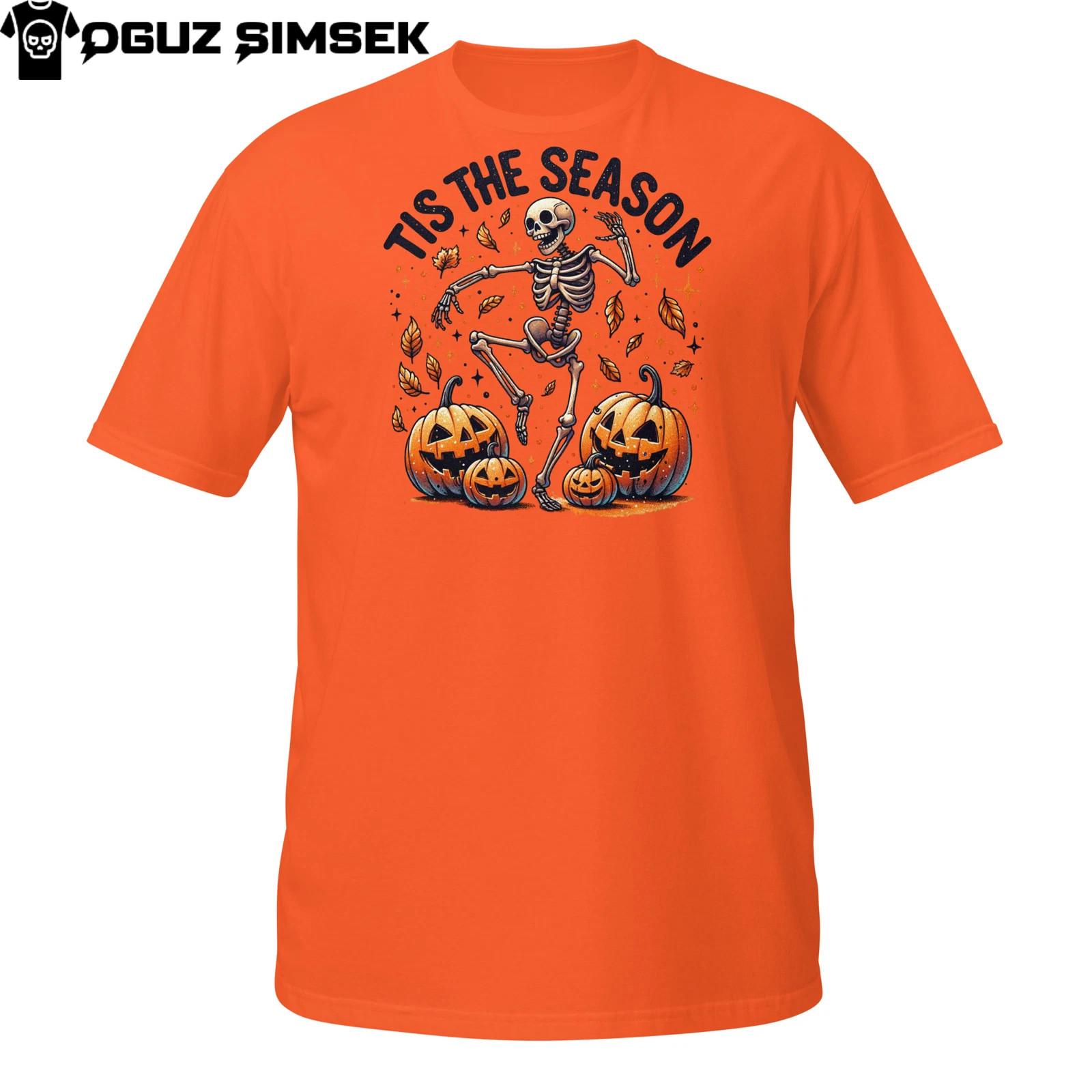 Dancing Skeleton Halloween T-Shirt Mens Womens Tees Top | Tis The Season Fall Pumpkin Tee S