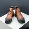 Fashion 2024 Winter Classic Men's Leather Ankle Boots Trend Height Increasing High Top Shoes Handsome Workwear Boots for Men's Lace Up