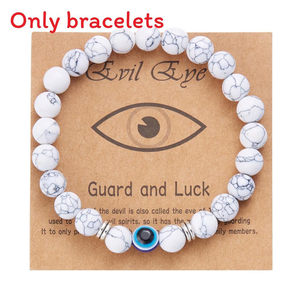 Fashion Frosted Bead Bracelet With Blue Eyed Design For Unisex Gift