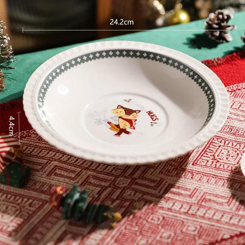 Light Luxury Christmas Ceramic Plates Creative Cute Fruits Dessert Plate Delicious Dishes Dining Plate Exquisite Tableware Gifts
