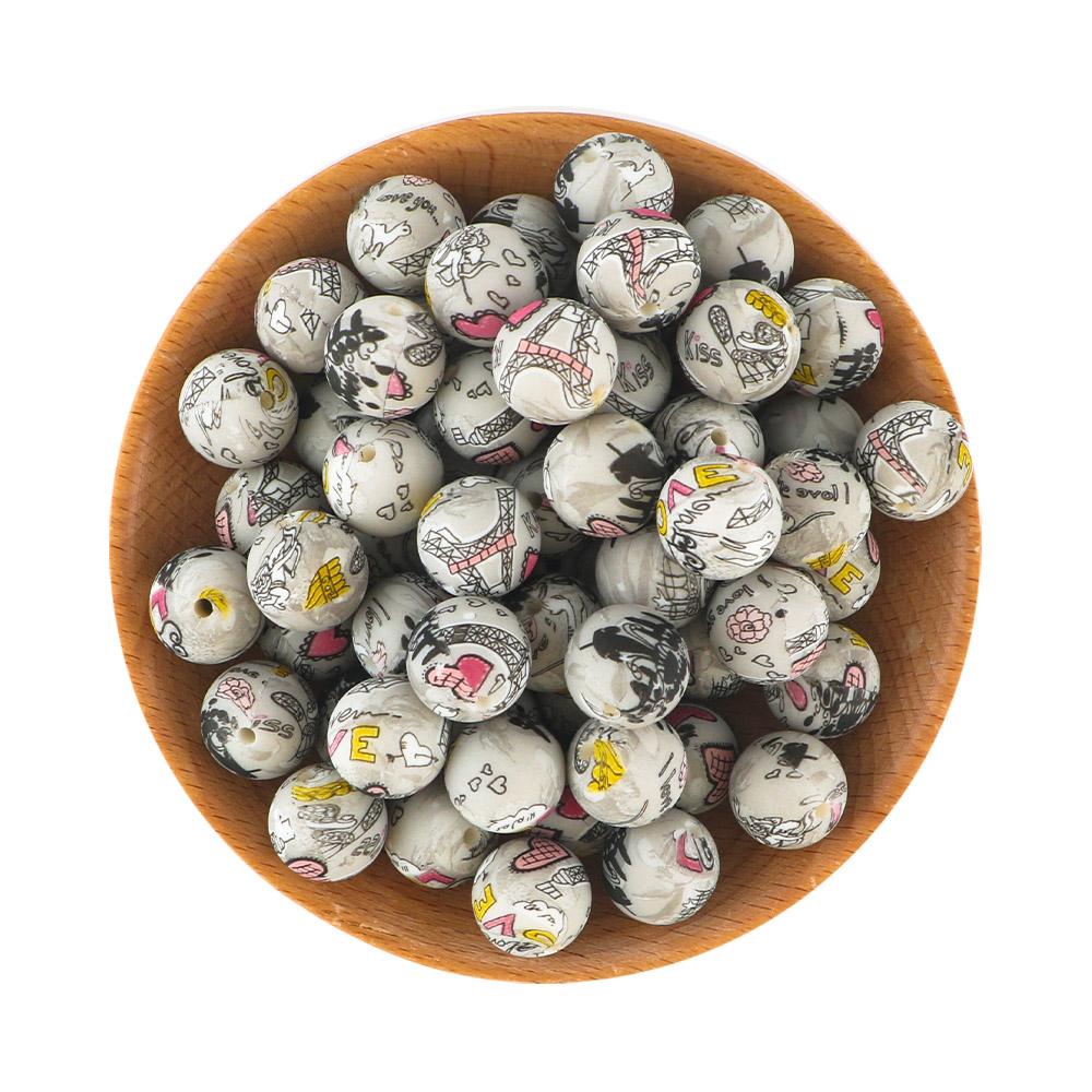 5Pcs 15mm Round Leopard Silicone Printed Beads For Jewelry Making DIY Keychain Necklace Bracelet Jewelry Accessories