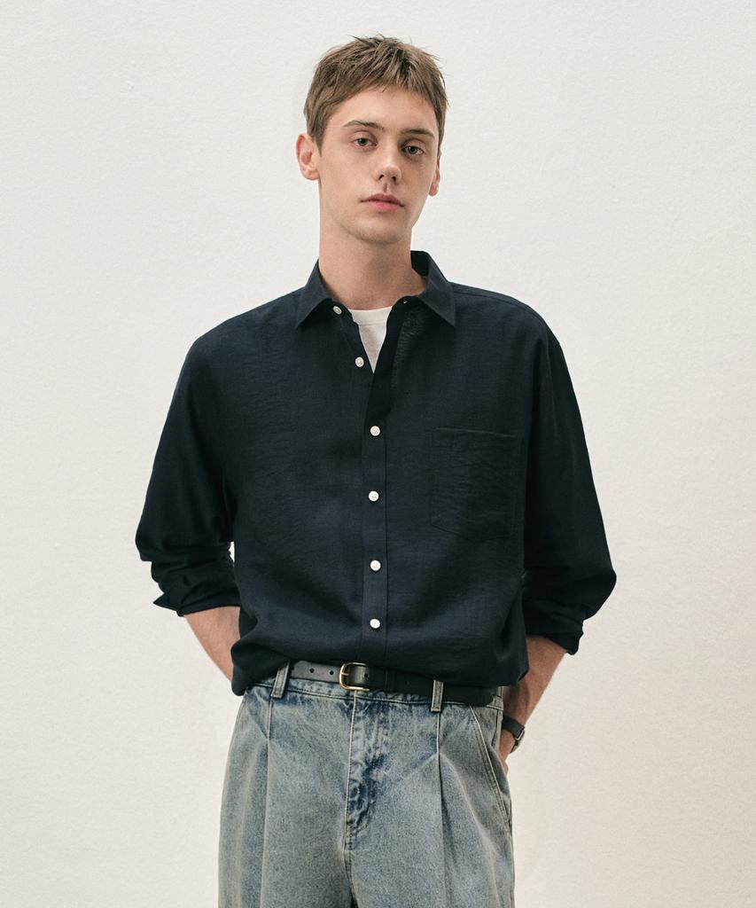 COSTUME O’CLOCK Linen Relaxed Fit Long Sleeve Shirt 5 Color Coossh193