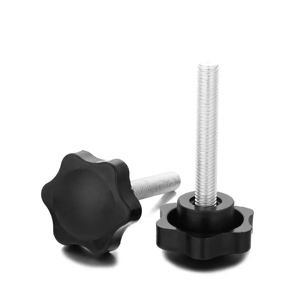 4Pcs M6 M8 Hexagon Star Knobs Grips Threaded Clamping Nut 38mm Dia Black Handle Easy To Install Screws Hardware Accessories