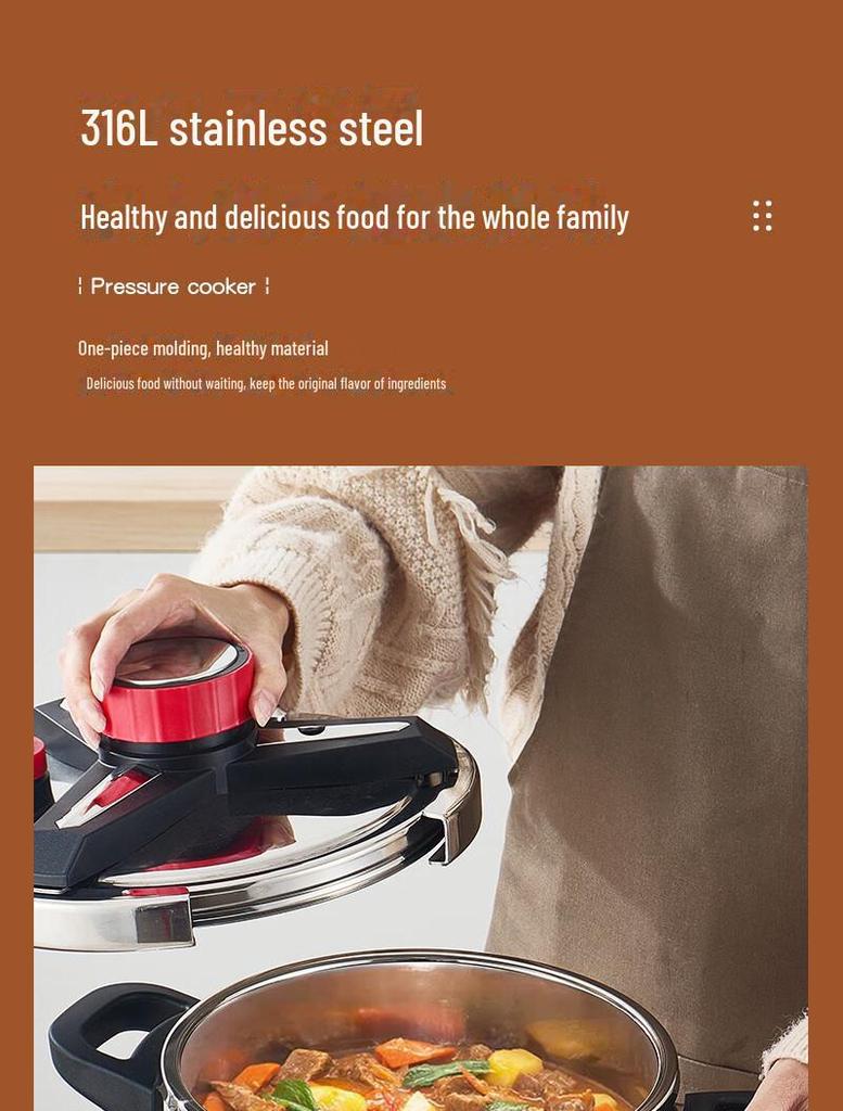 Explosionsgeschützter Schnellkochtopf aus deutschem Edelstahl 316, induktionskompatibel, großes Fassungsvermögen, lebensmittelecht.