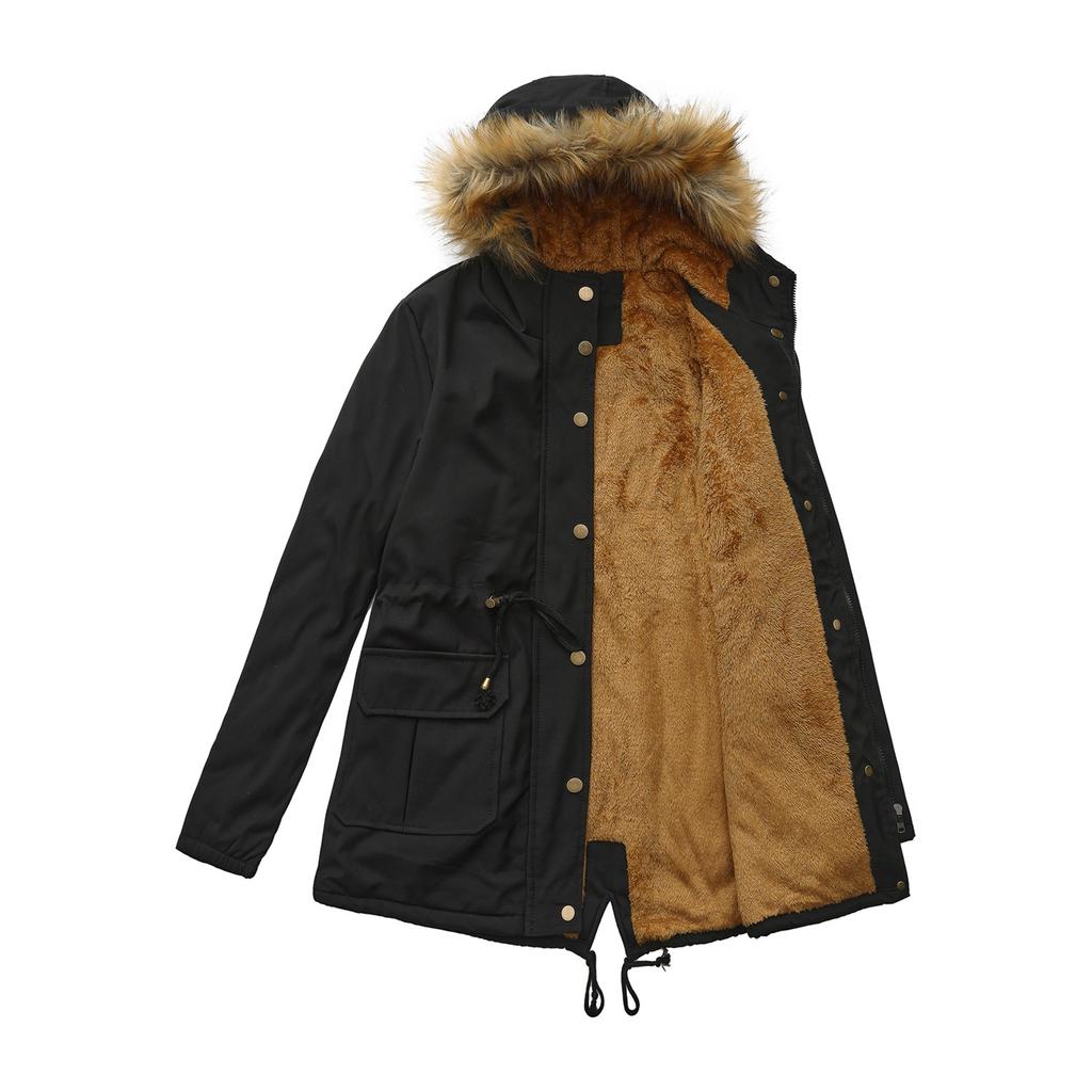 Women's Plush Hooded  Collar Winter Warm Coat Large Size Loose And Comfortable Cotton Jacket