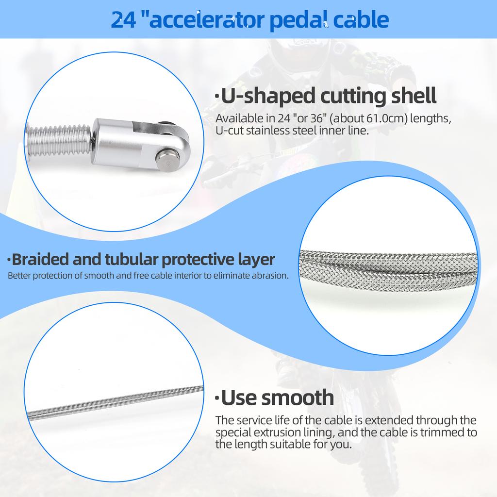 24/36 inch Itbs Throttle Body Gas Cable Kit Stainless Steel Braided For 97-07 Chevrolet/Chevy LS1 Engine 4.8L 5.3L 5.7L 6.0L