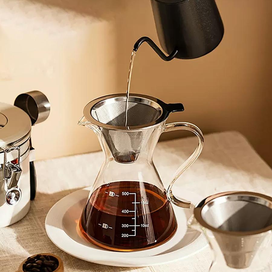 YWDL Hand Brewed Coffee Pot Set Home Ice Drip Sharing Pot With Filters Kitchen Coffeware Pour Over Coffee Drip Kettle