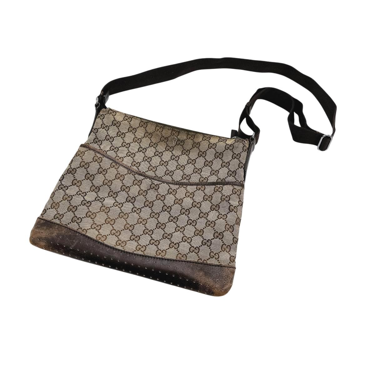 GUCCI Square GG crystal Shoulder Bag GG canvas Brown Women 145857 001013 Used