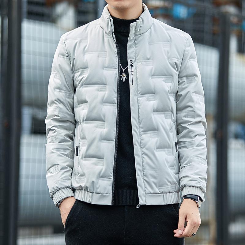 

Зимняя новая мужская одежда однотонный пуховик теплый эластичные манжеты повседневная куртка тонкий короткий утолщенный пуховик 5XL серый