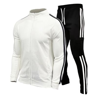 Men's Cardigan Stand Up Collar Sports Suit, Youth Sportswear, Casual Slim Fit, Running Sports Two-piece Set
