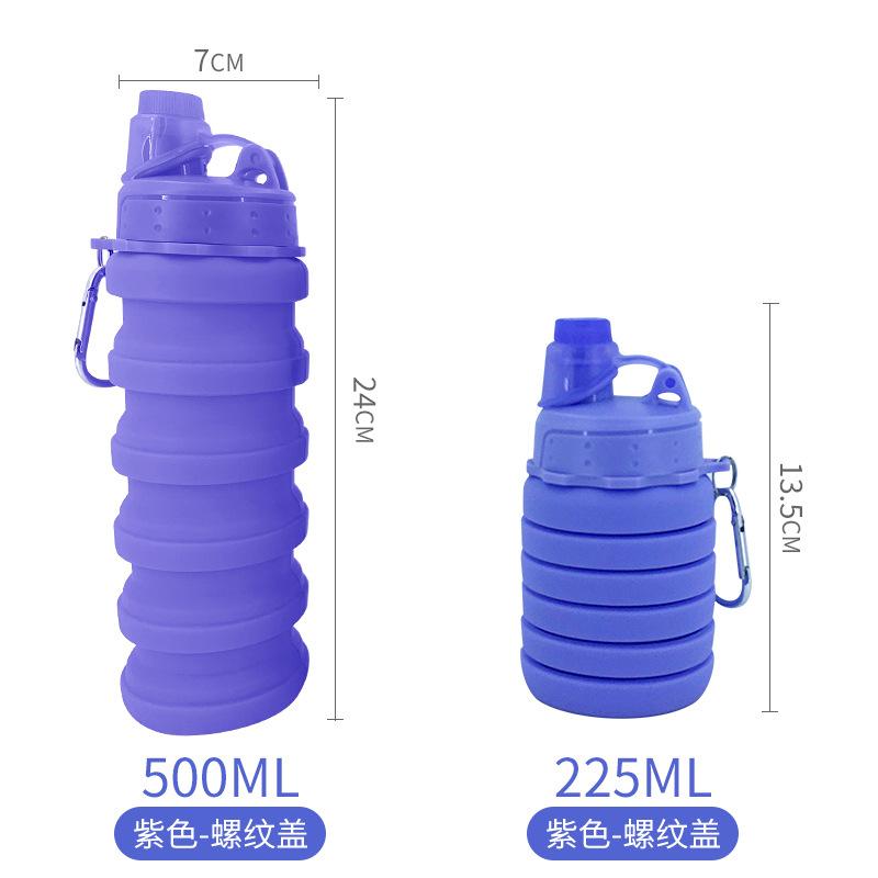 500ML Lightweight Retractable Silicone Bottle Folding Water Bottle Outdoor Use Travel Drinking Cup With Carabiner Collapsible Cup