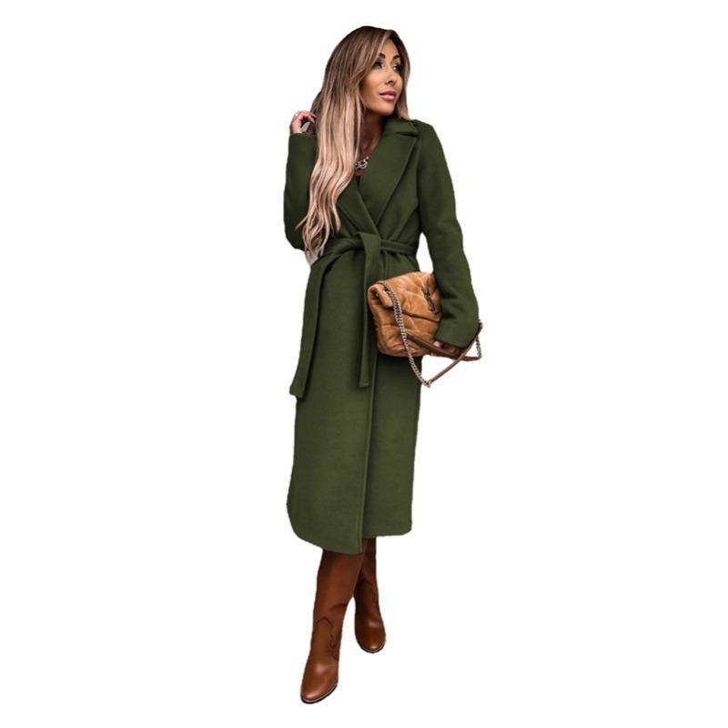 YYFS Women's Fashion Casual Solid Color Print Autumn Winter Long Sleeve POLO Neck Jackets & Coats
