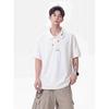 Men Floral Embroidered Collar Polo Shirt Short Sleeve Oversized Casual Streetwear Top for Men