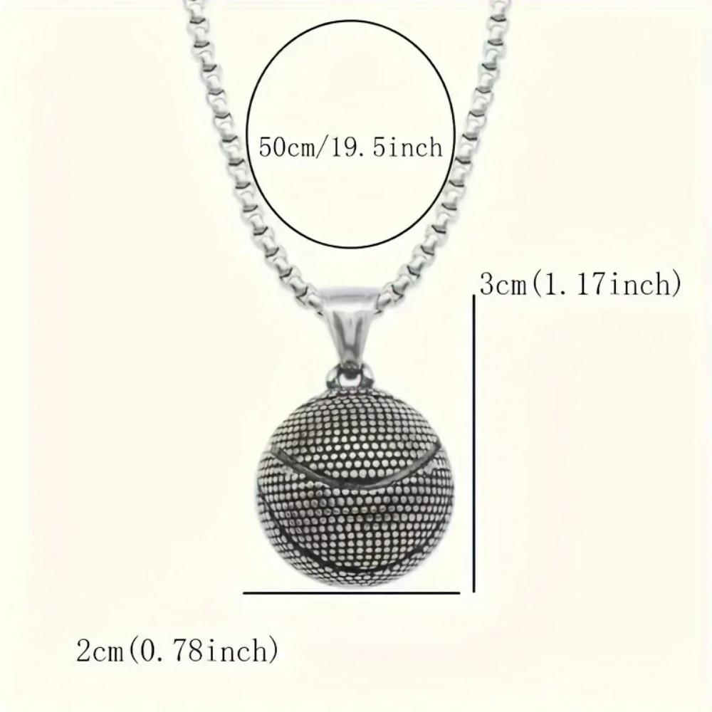 Stainless Steel Basketball Pendant Necklace for Men, Original Design Sporty Versatile Alloy Chain Necklace