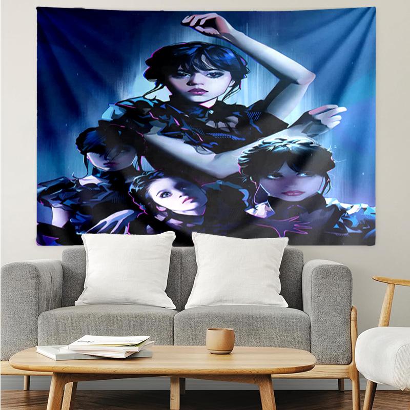 1PC Wednes-day Gothic K-pop Music Group Tapestry Accessories for Bedroom,Livingroom, Dormitory Room Wall Decor Fan Birthday Gifts