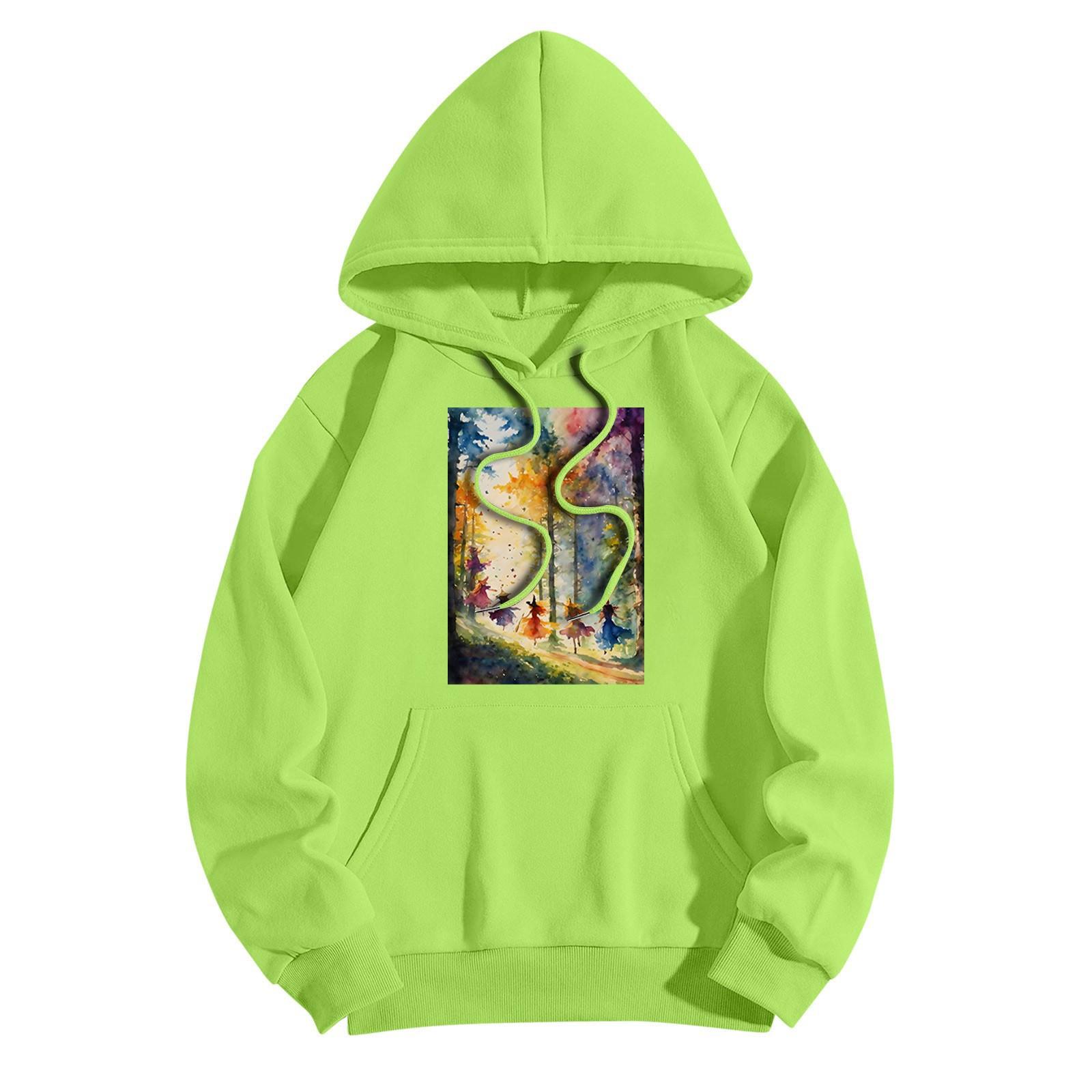 Женская модная повседневная толстовка с капюшоном и принтом ведьмы на Хэллоуин — фото 4