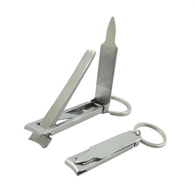 Portable Keychain Nail Clippers Medical Grade Stainless Steel Foldable Nail Cutter With Leather Case Ultra Slim Travel Design