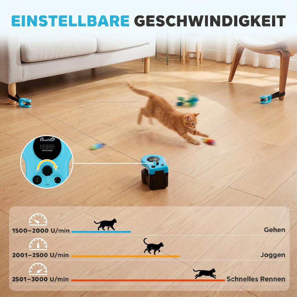 Interactive Cat Toy for Indoor Kittens & Adult with Adjustable Speed, DIY Track & Mouse Sound