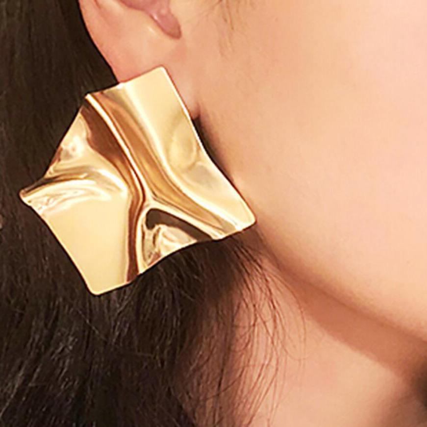 Exaggerated Geometric Mirror Earrings: Bold, Trendy Statement for Women