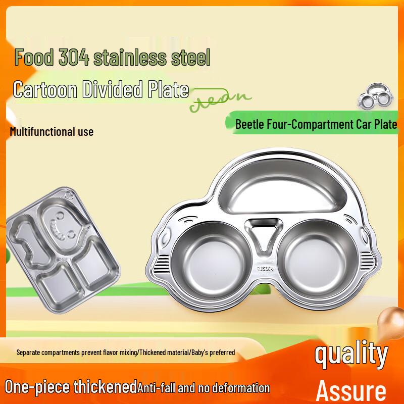 Jiwanggu Kids  Stainless Steel Divided Meal Plate 29.5x21x5cm