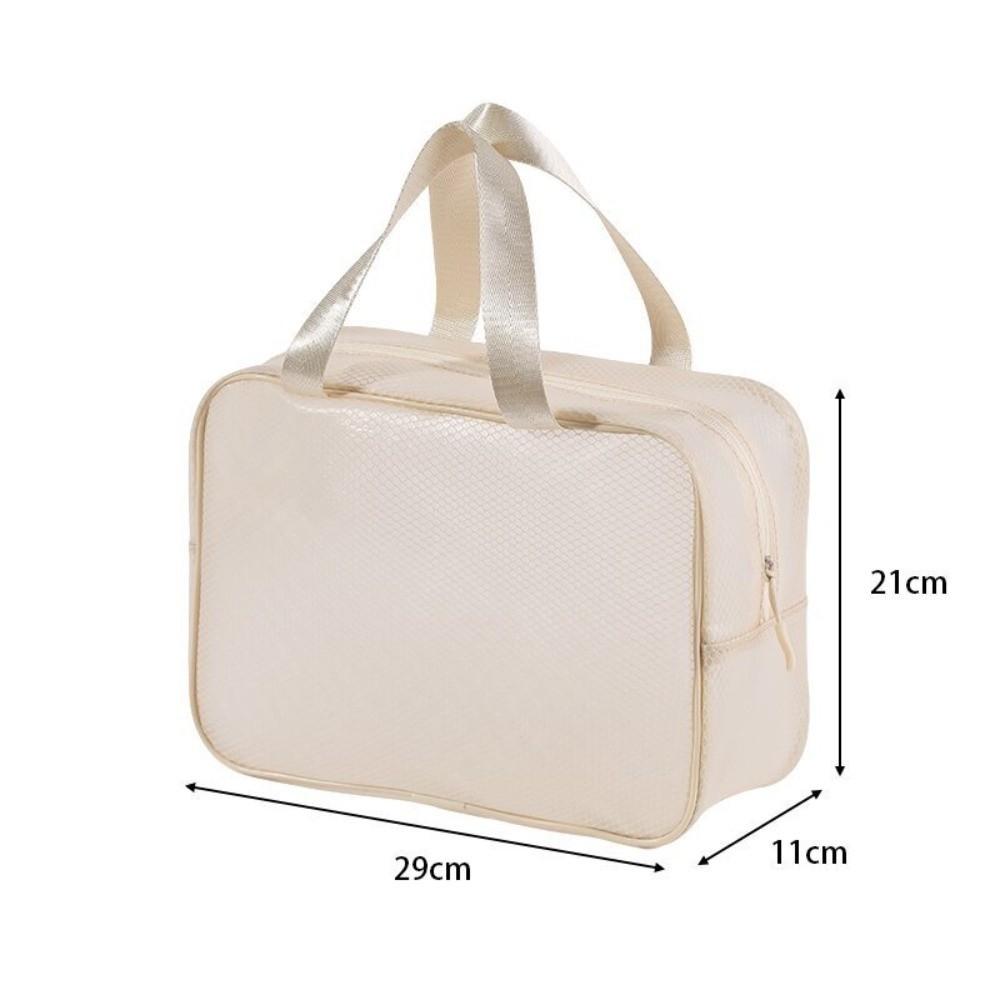 

Zipper Cosmetic Bag Handheld Toiletry Kit Bag New Storage Pouch Travel Beige 29x21x11cm