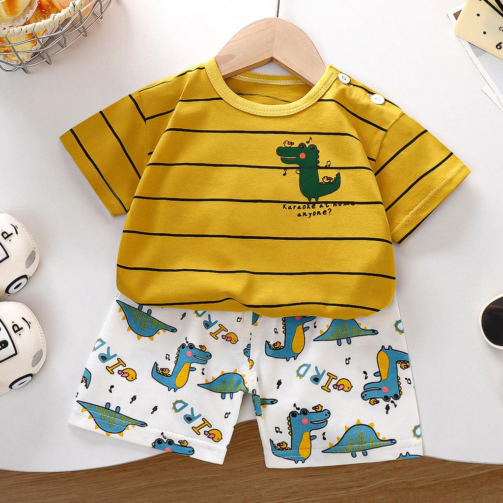 Kids Cartoon Cotton Short Sleeve Sets With Breathable Fabric For Summer Playwear