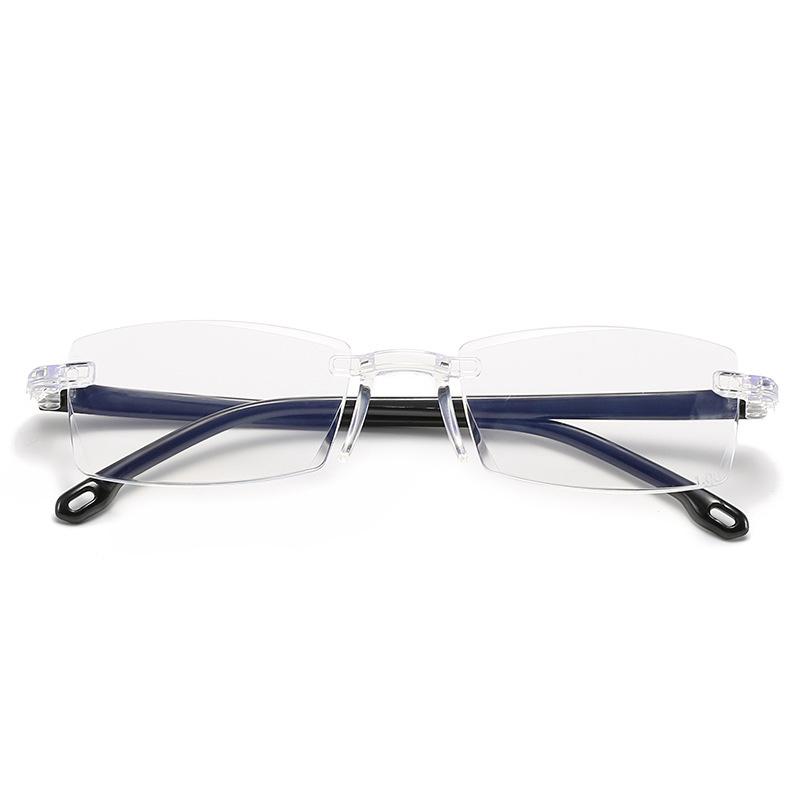 

New frameless presbyopic glasses with cut edges, fashionable men s and women s presbyopic glasses, anti blue light presbyopic +100 чёрный