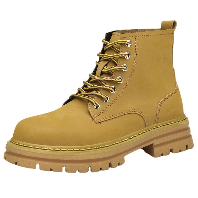 Frosted bumblebee Martin boots men's autumn thickened thick heel short boots thick-soled retro tooling mountaineering boots