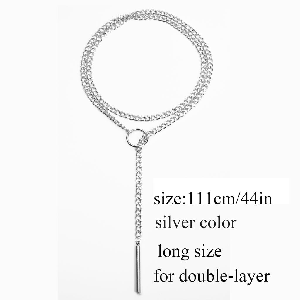 Collana Lunga Nera a Catena con Ciondolo a Barra Gotico Choker da Donna Lariat Collana a Strati Estetica Alternativa Gioielli