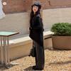 Mädchen Set im koreanischen Stil: Schwarze Strickweste mit Weitbeiniger Hose und Langarmshirt - Ankunft Herbst 2026